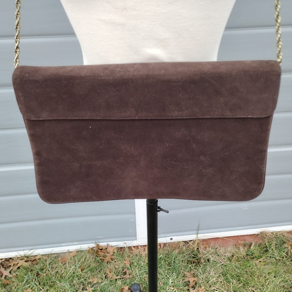 Francois Brown Vintage Suede Bag Clutch With Mirror - Picture 6 of 14